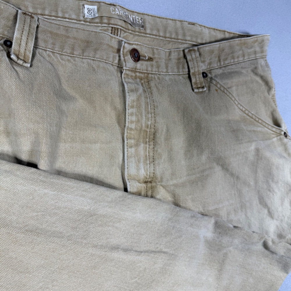 Lee Dungarees Carpenter Pants Mens 40x30 Tan Khaki Cotton Denim Workwear Utility